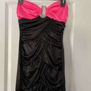 Pink and black mini dress